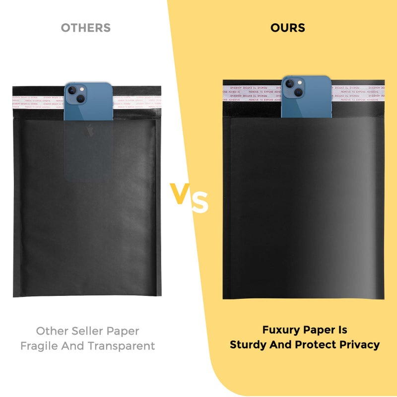 Fuxury Kraft Bubble Mailer 8.5x12 Inch 25 Packï¼ŒStrong Adhesion Padded Envelopes,Self Seal Bubble Envelopes, Waterproof Cushioned Padded Mailers Packaging for Small Business,Bulk Black - Image 5